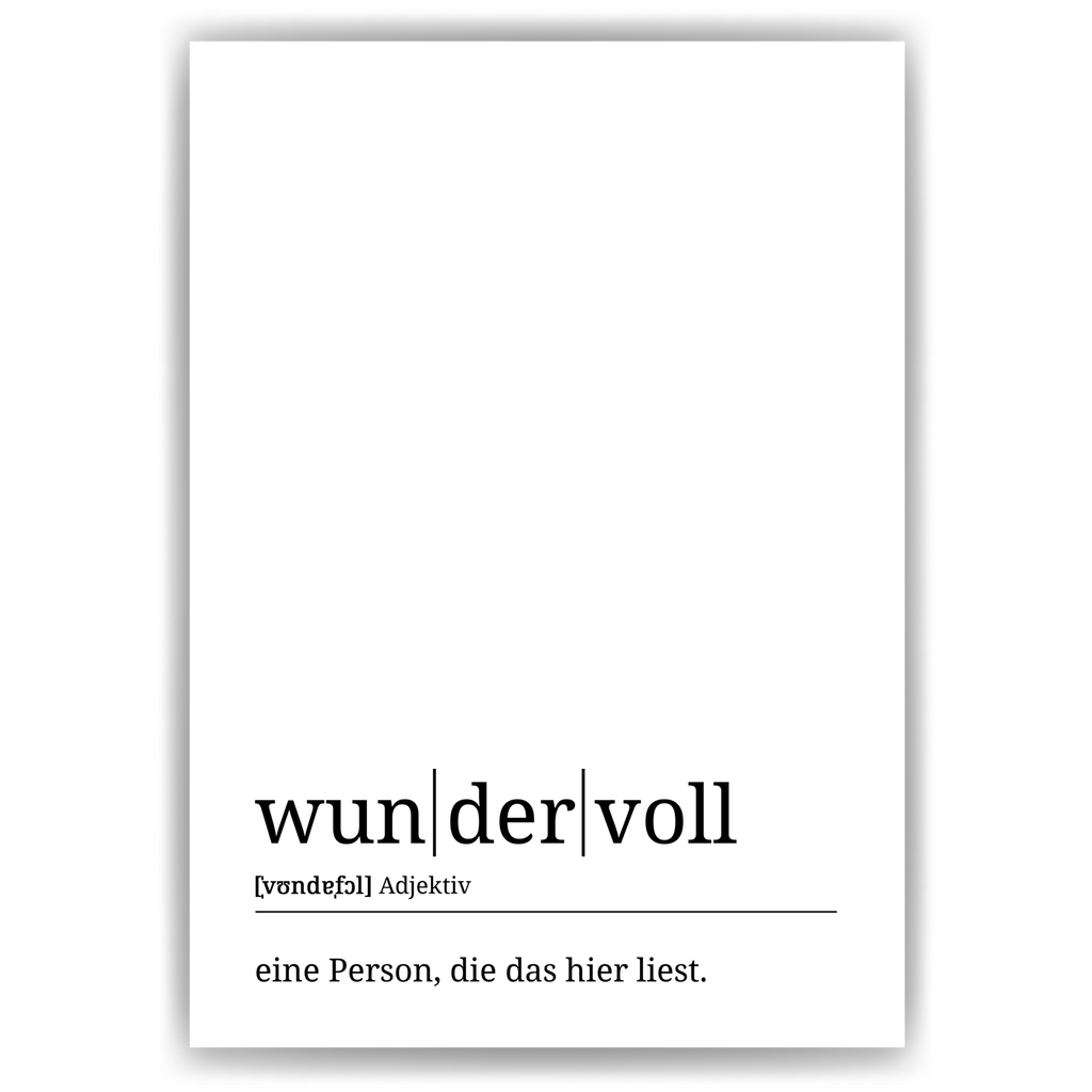 wundervoll Poster Definition Kunstdruck Wandbild Geschenk