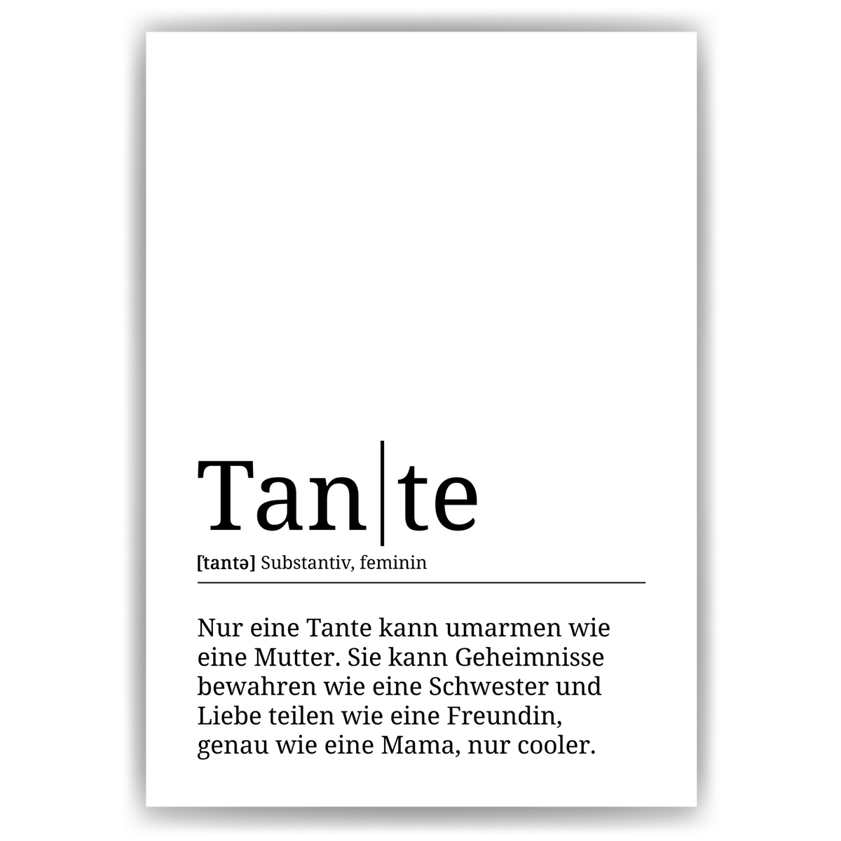 Tante Poster Definition - Wandbild Geschenk