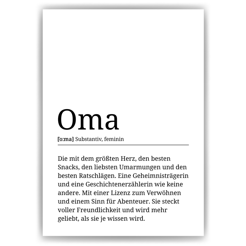 Oma Poster Definition - Großmutter Muttertag Geschenk Wandbild