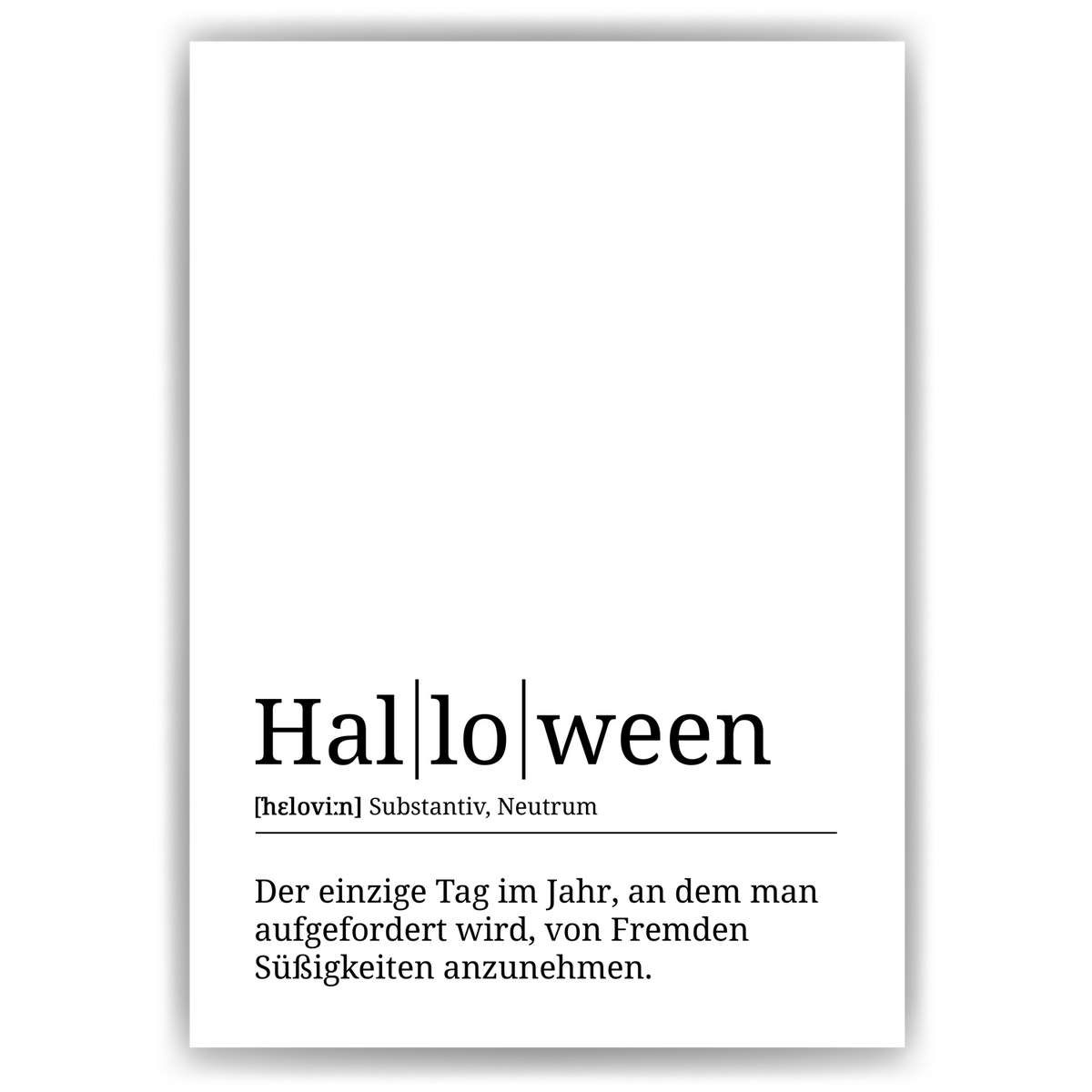 Halloween Poster Definition Kunstdruck Wandbild Geschenk
