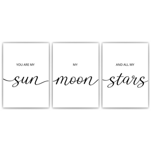 You are my Sun Moon Stars Kinderzimmer Poster 3er Set – Baby Wandbild Babyzimmer Wanddeko