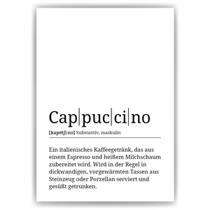 Cappuccino Poster Definition - Kaffee Wandbild Barista Küche Wanddeko Kaffeeliebhaber Geschenk