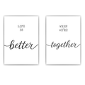 Poster 2er Set Better Together Liebe – Valentinstag Poster Paare Wandbild Wohnzimmer Küche Flur Schlafzimmer Zuhause Wanddeko