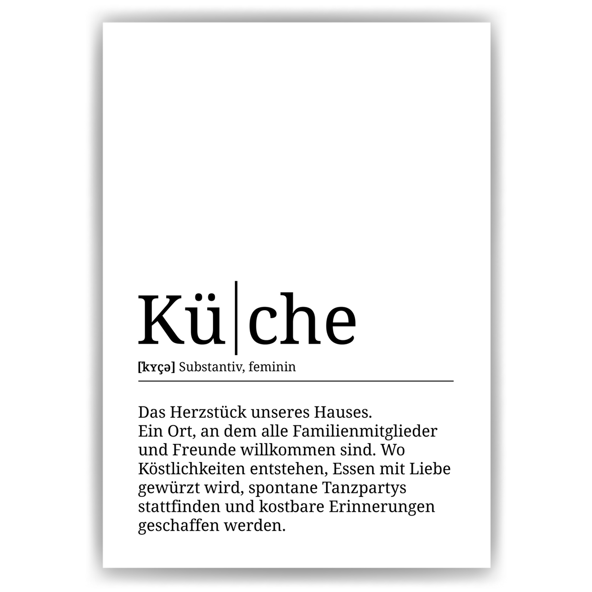 Küche Poster Definition Kunstdruck Wandbild Geschenk