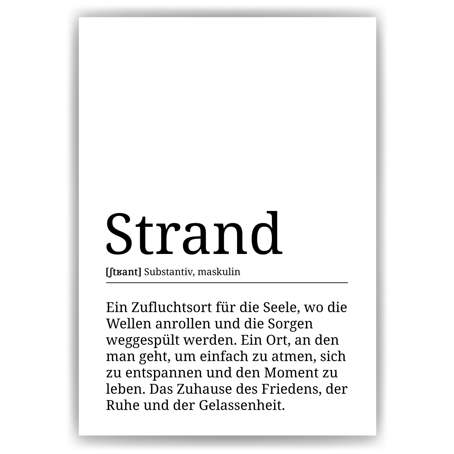 Strand Poster Definition Wandbild Kunstdruck Geschenk Tigerlino® –