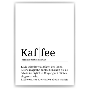 Kaffee Poster Definition - Kaffee Wandbild Barista Küche Wanddeko Kaffeeliebhaber Geschenk