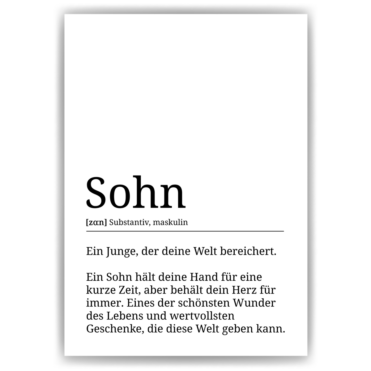 Sohn Poster Definition - Sohn Geschenk Wandbild