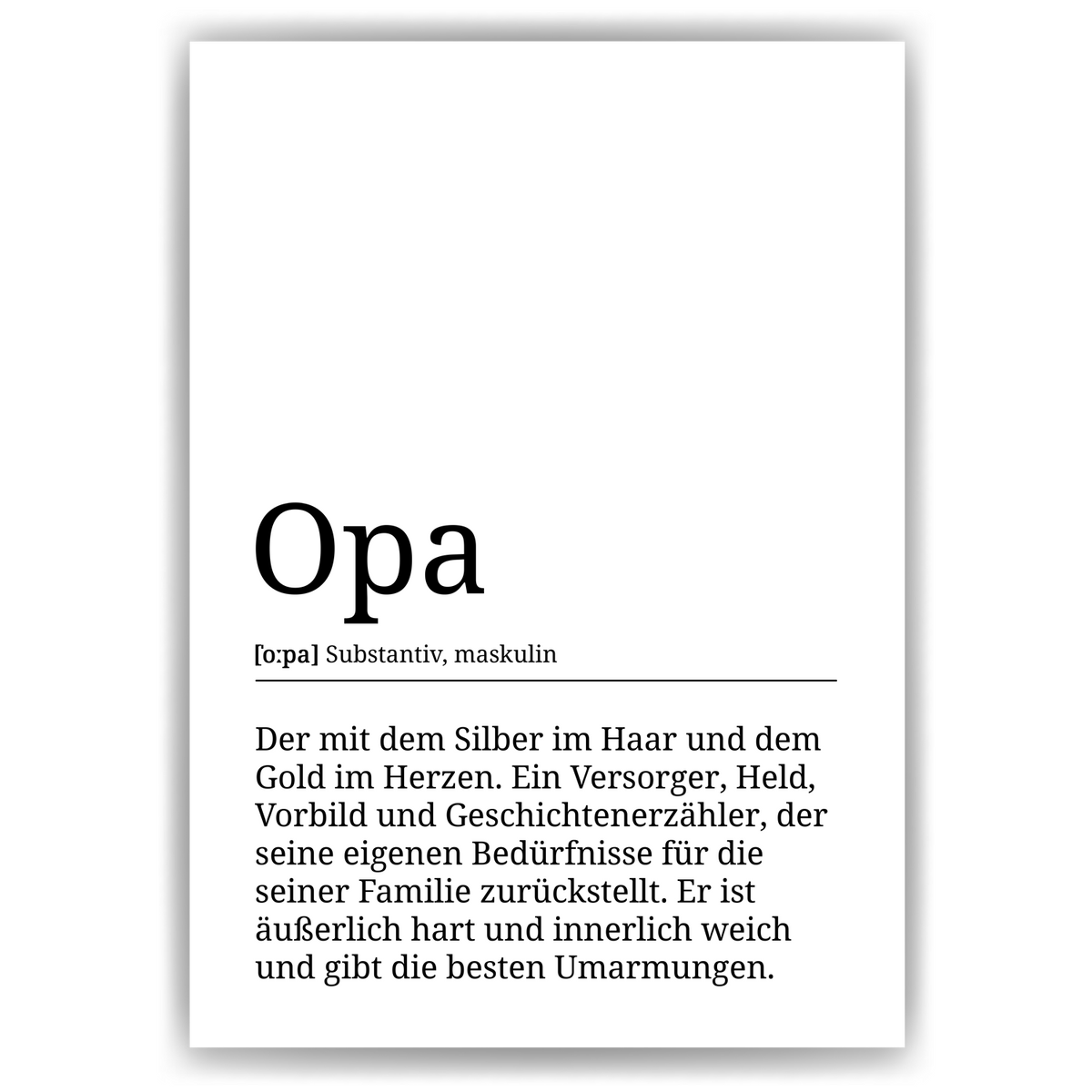 Opa Poster Definition - Großvater Vatertag Geschenk Wandbild
