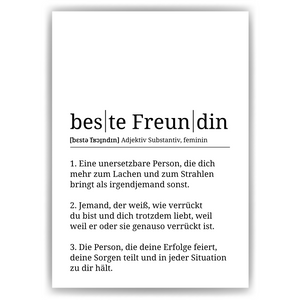 Beste Freundin Poster Definition - Besties Freundinnen Geschenk Wandbild