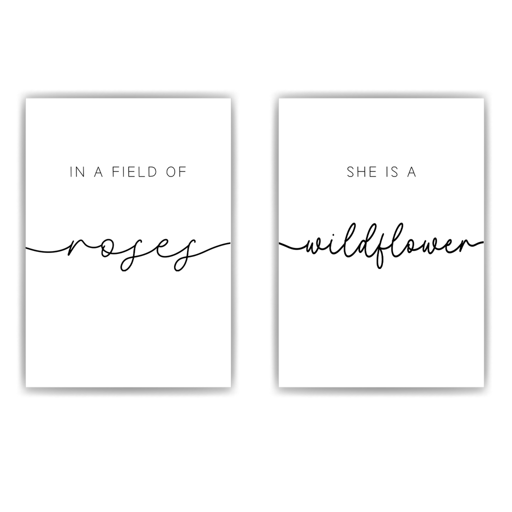 She is a Wildflower 2er Set Poster Niedlicher Spruch Wandbild Wohnzimmer Küche Flur Schlafzimmer Wanddeko