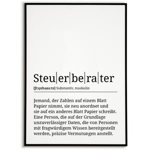 Steuerberater Poster Definition Kunstdruck Wandbild Geschenk
