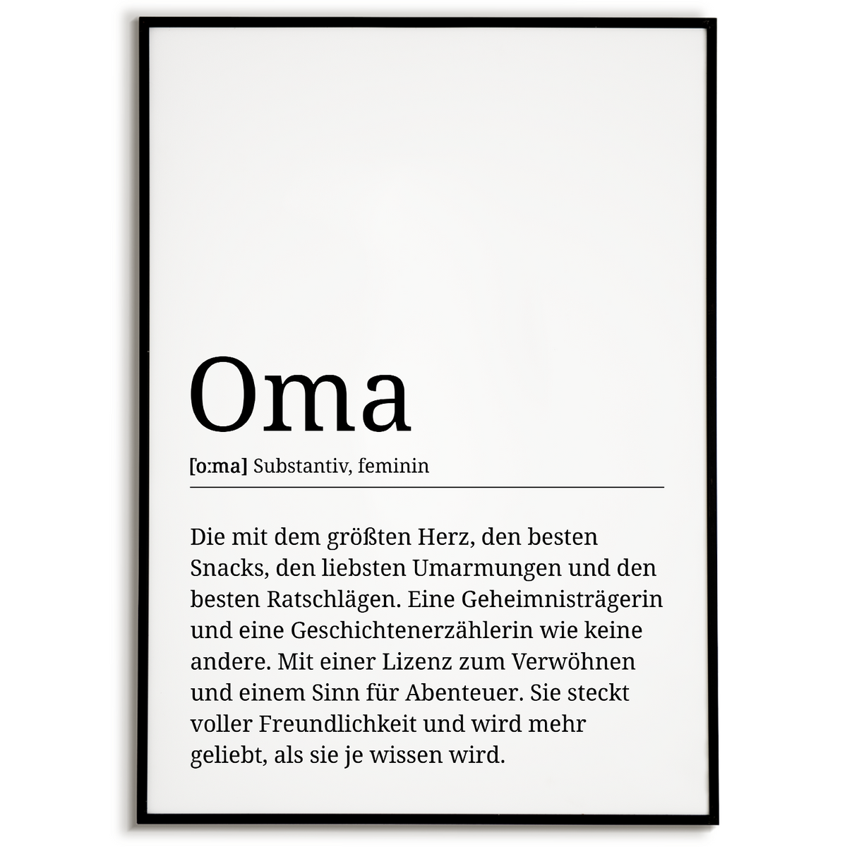 Oma Poster Definition - Großmutter Muttertag Geschenk Wandbild