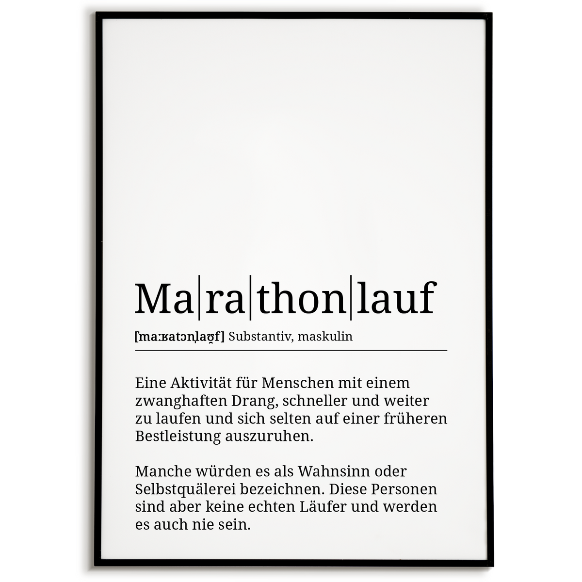 Marathonlauf Poster Definition Kunstdruck Wandbild Geschenk
