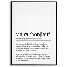 Laden Sie das Bild in den Galerie-Viewer, Marathonlauf Poster Definition Kunstdruck Wandbild Geschenk
