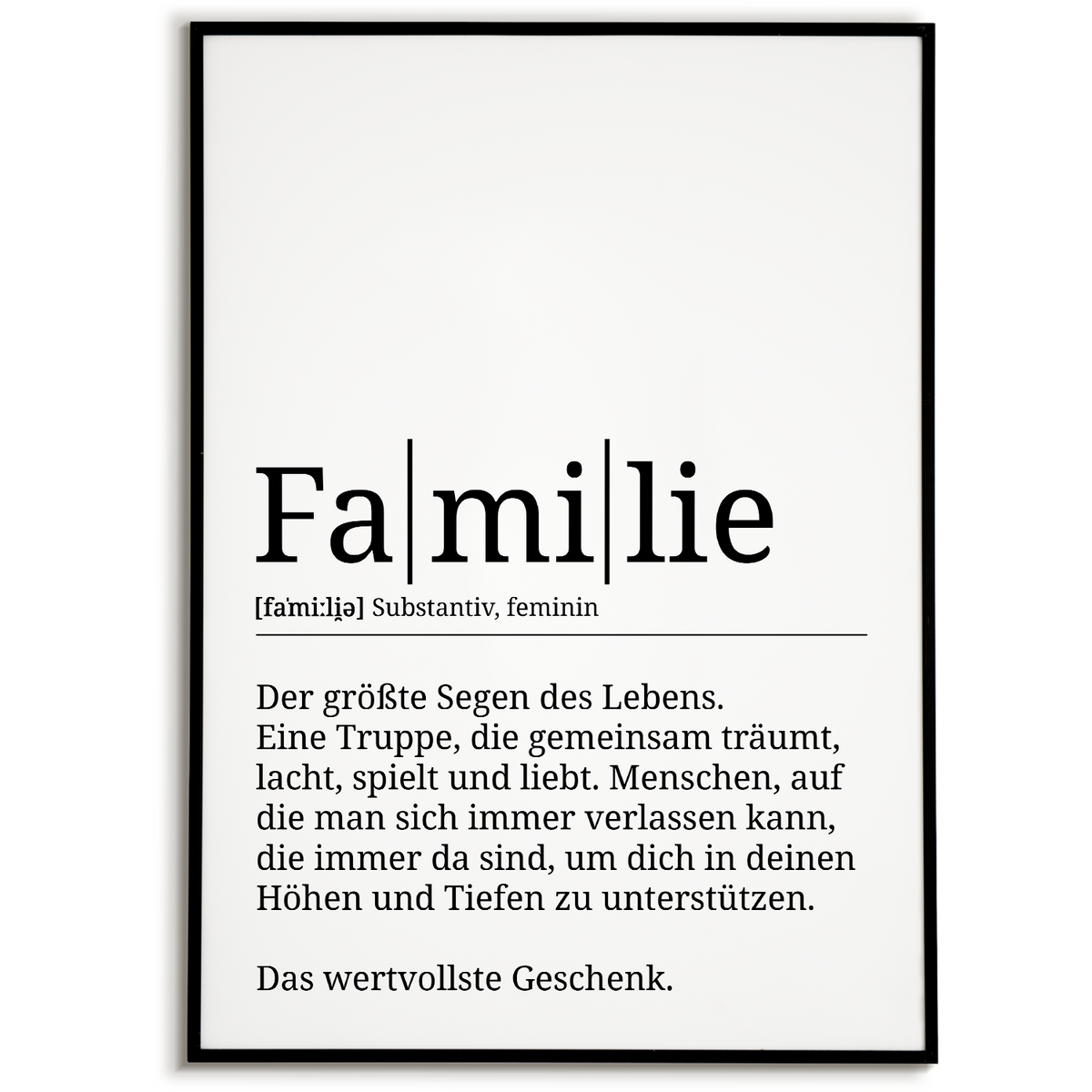 Familie Poster Definition - Familien Wandbild Wohnzimmer Küche Esszimmer Schlafzimmer Wanddeko