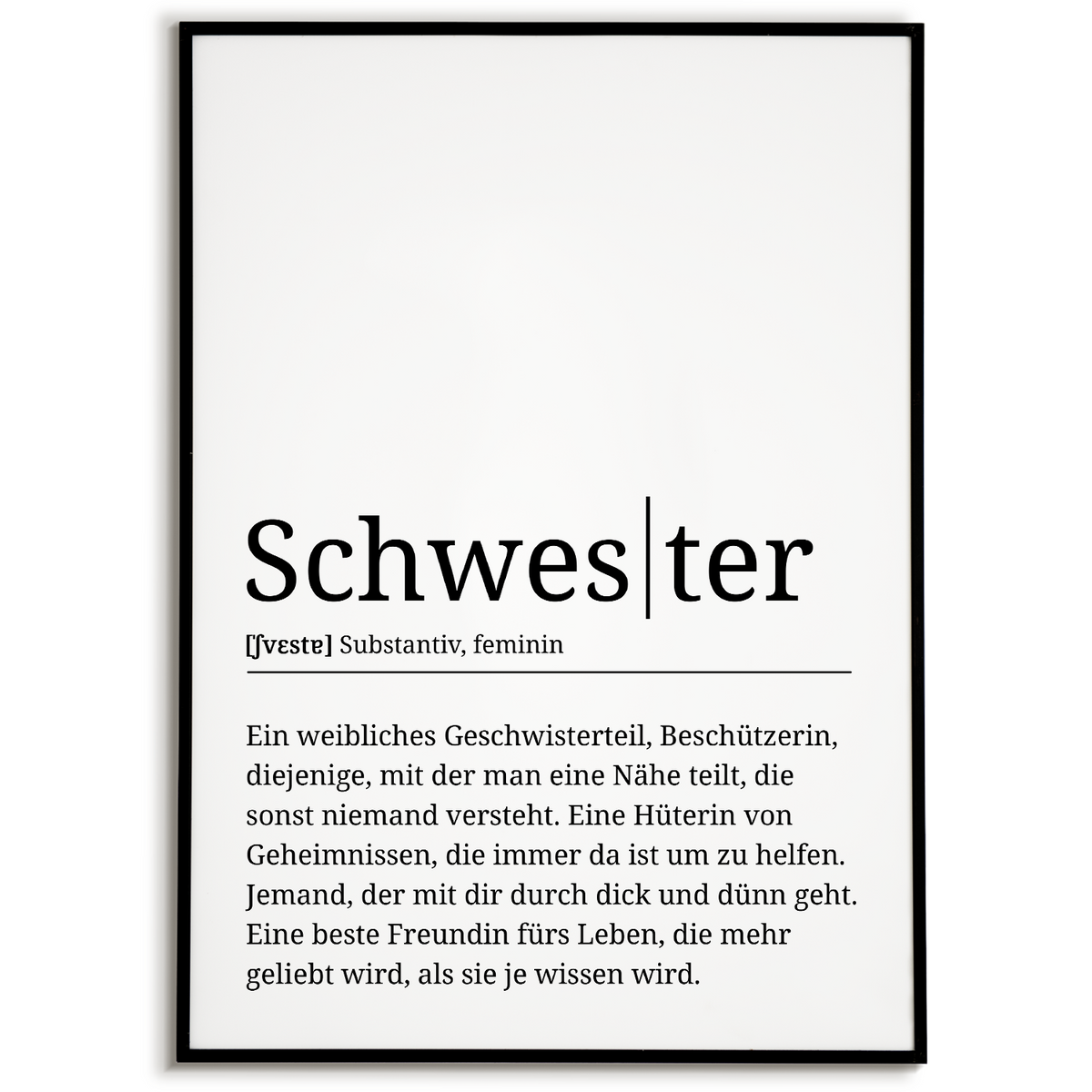 Schwester Poster Definition - Geschwister Geschenk Wandbild