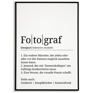 Fotograf Poster Definition Kunstdruck Wandbild Geschenk