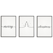 Laden Sie das Bild in den Galerie-Viewer, Weihnachten Poster 3er Set – Merry Christmas Wandbild Weihnachtsbaum Motiv Schlafzimmer Wohnzimmer Küche Flur Zuhause Wanddeko
