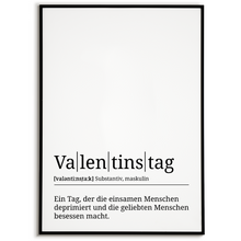 Laden Sie das Bild in den Galerie-Viewer, Valentinstag Poster Definition Liebesposter Kunstdruck Wandbild Geschenk
