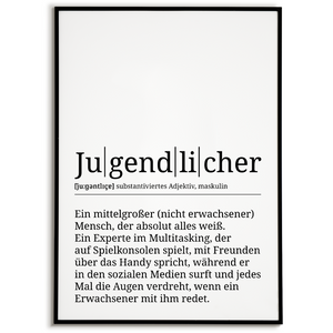 Jugendlicher Poster Definition - Teenager Jugendweihe Geschenk Wandbild