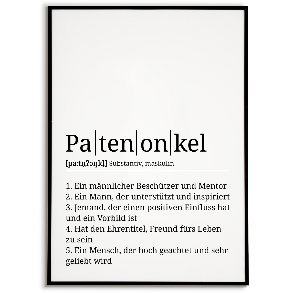 Patenonkel Poster Definition - Wandbild Geschenk
