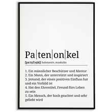 Laden Sie das Bild in den Galerie-Viewer, Patenonkel Poster Definition - Wandbild Geschenk
