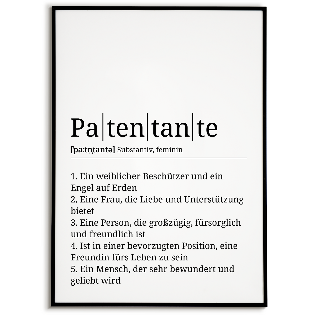 Patentante Poster Definition - Wandbild Geschenk