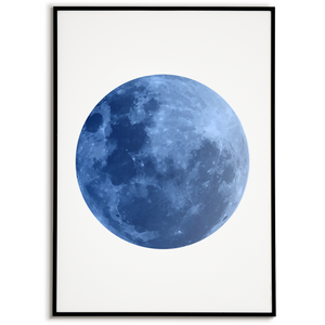Blauer Mond Poster – Wandbild Wohnzimmer Küche Flur Schlafzimmer Zuhause Wanddeko