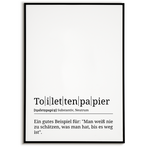 Toilettenpapier Poster Definition Kunstdruck Wandbild Geschenk