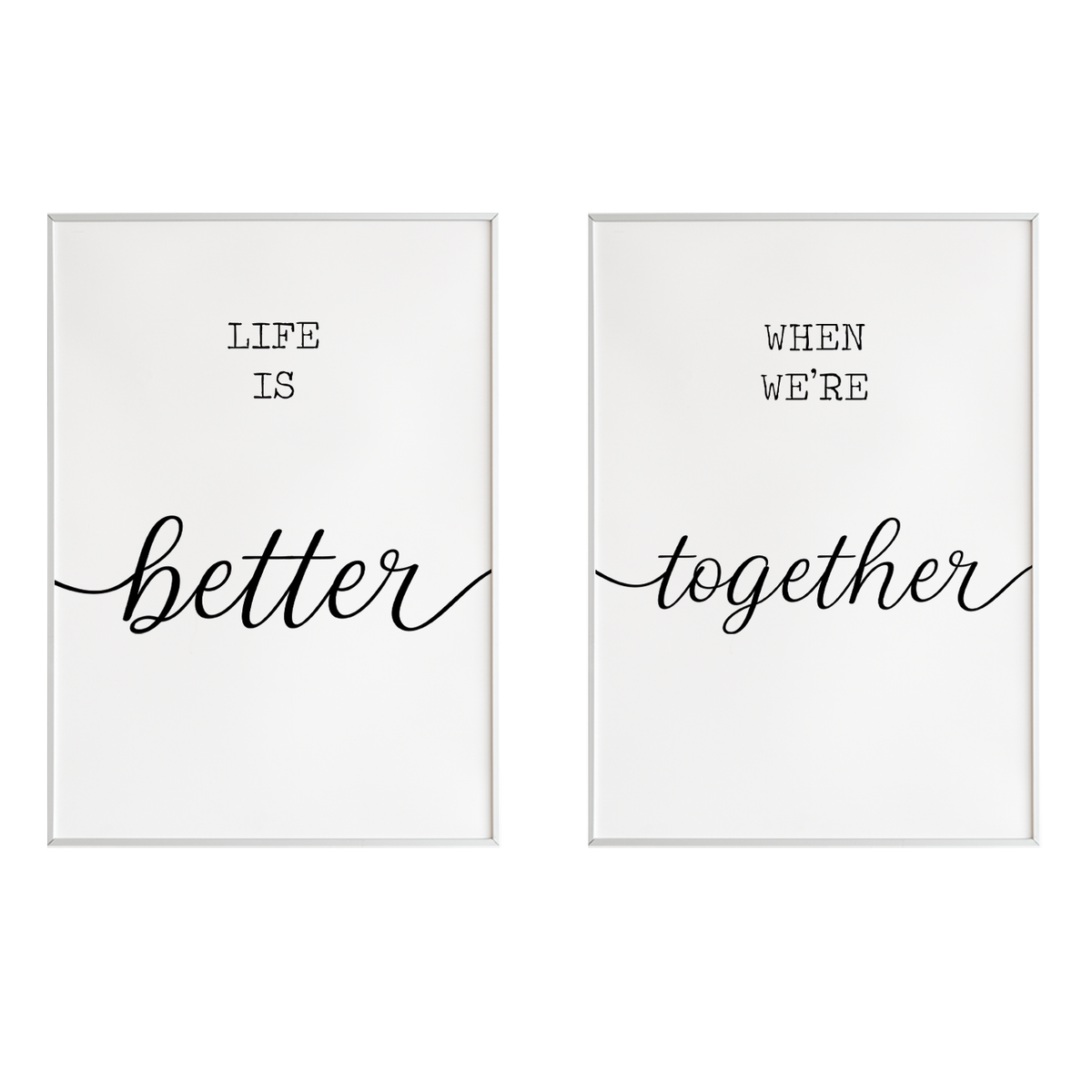 Poster 2er Set Better Together Liebe – Valentinstag Poster Paare Wandbild Wohnzimmer Küche Flur Schlafzimmer Zuhause Wanddeko