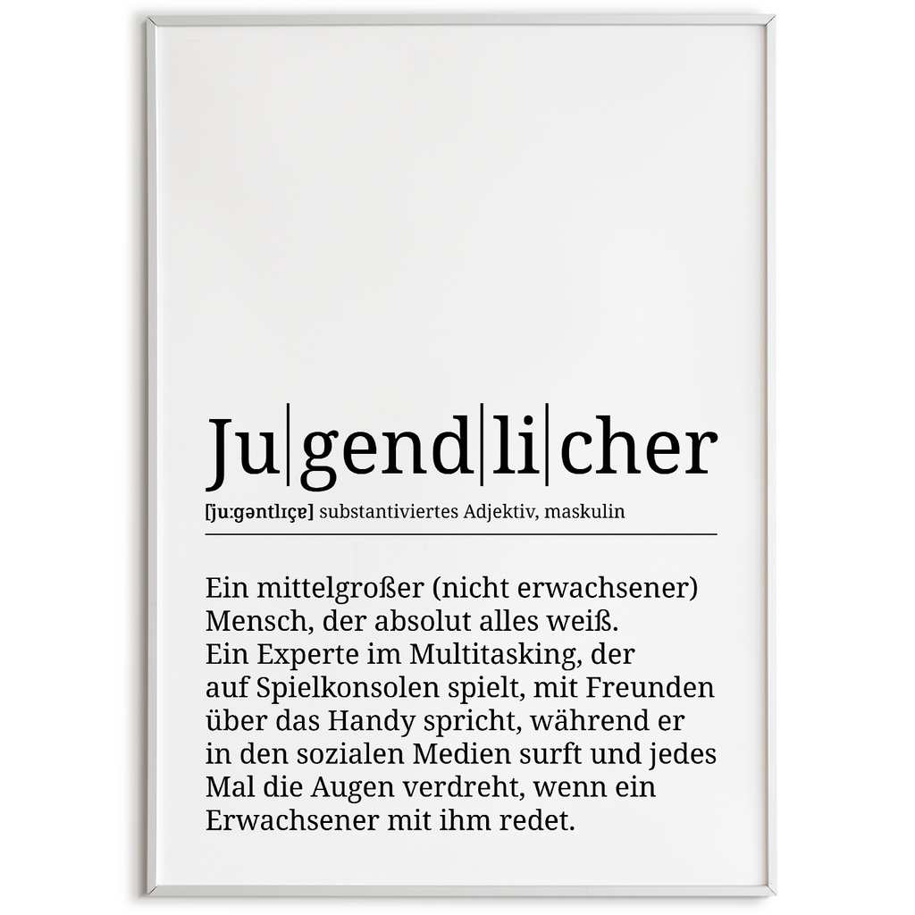 Jugendlicher Poster Definition - Teenager Jugendweihe Geschenk Wandbild