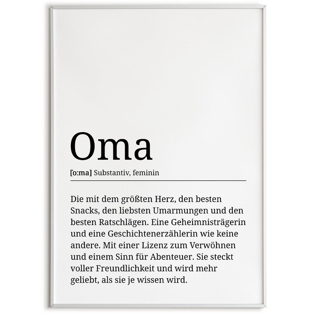 Oma Poster Definition - Großmutter Muttertag Geschenk Wandbild
