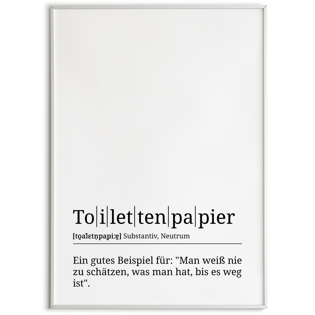 Toilettenpapier Poster Definition Kunstdruck Wandbild Geschenk