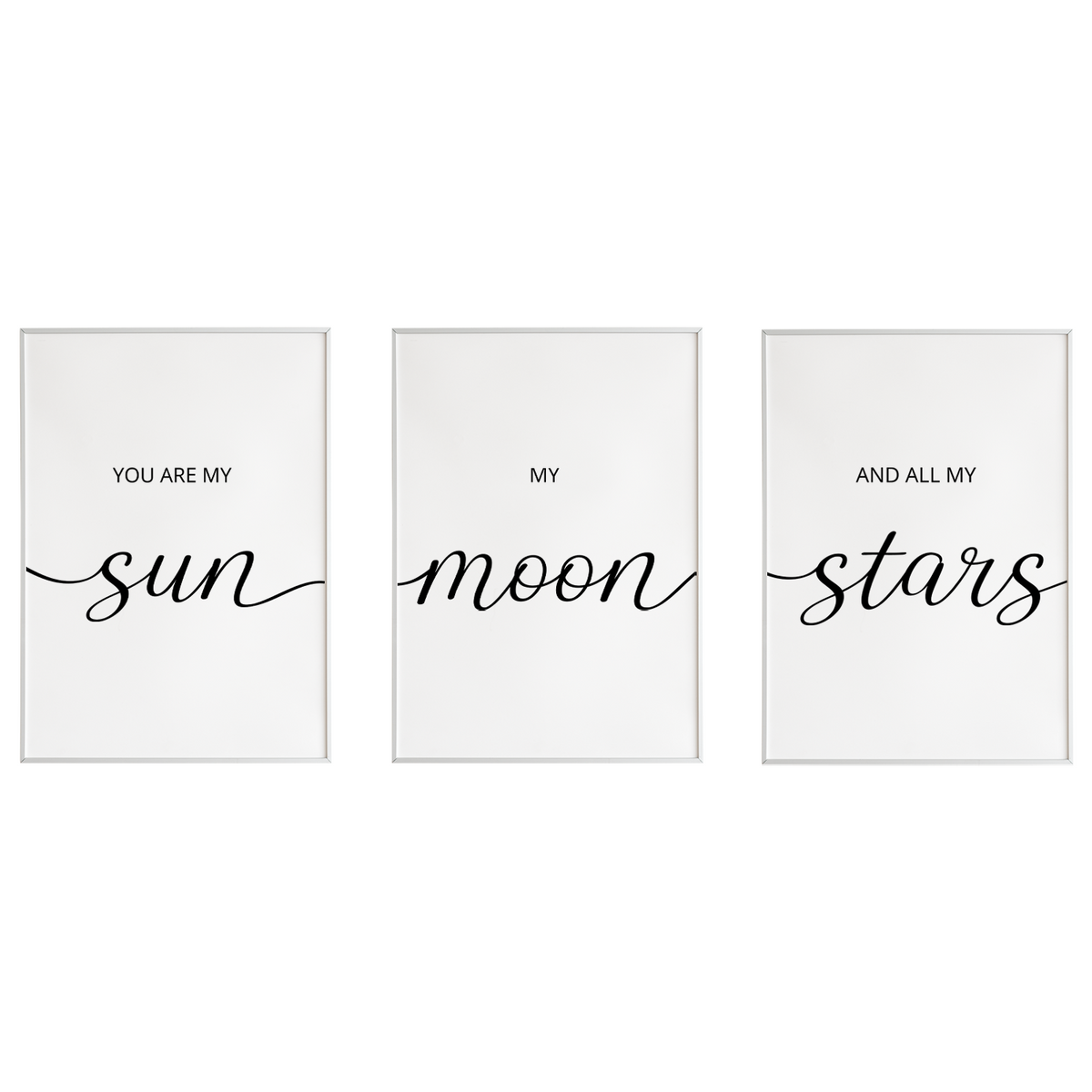 You are my Sun Moon Stars Kinderzimmer Poster 3er Set – Baby Wandbild Babyzimmer Wanddeko