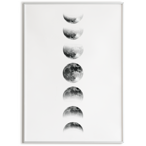 Mondphasen Poster – Mondposter Wandbild Wohnzimmer Küche Flur Schlafzimmer Zuhause Mond Wanddeko
