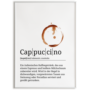 Cappuccino Poster Definition - Kaffee Wandbild Barista Küche Wanddeko