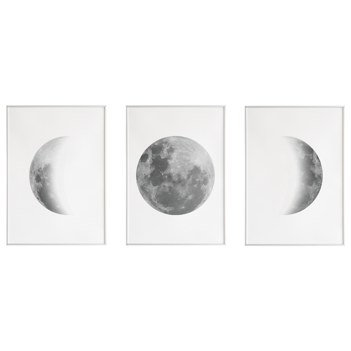 Mondphasen Poster Set – 3 Mondposter Wohnzimmer Schlafzimmer Mond Wandbild Küche Flur Zuhause Wanddeko