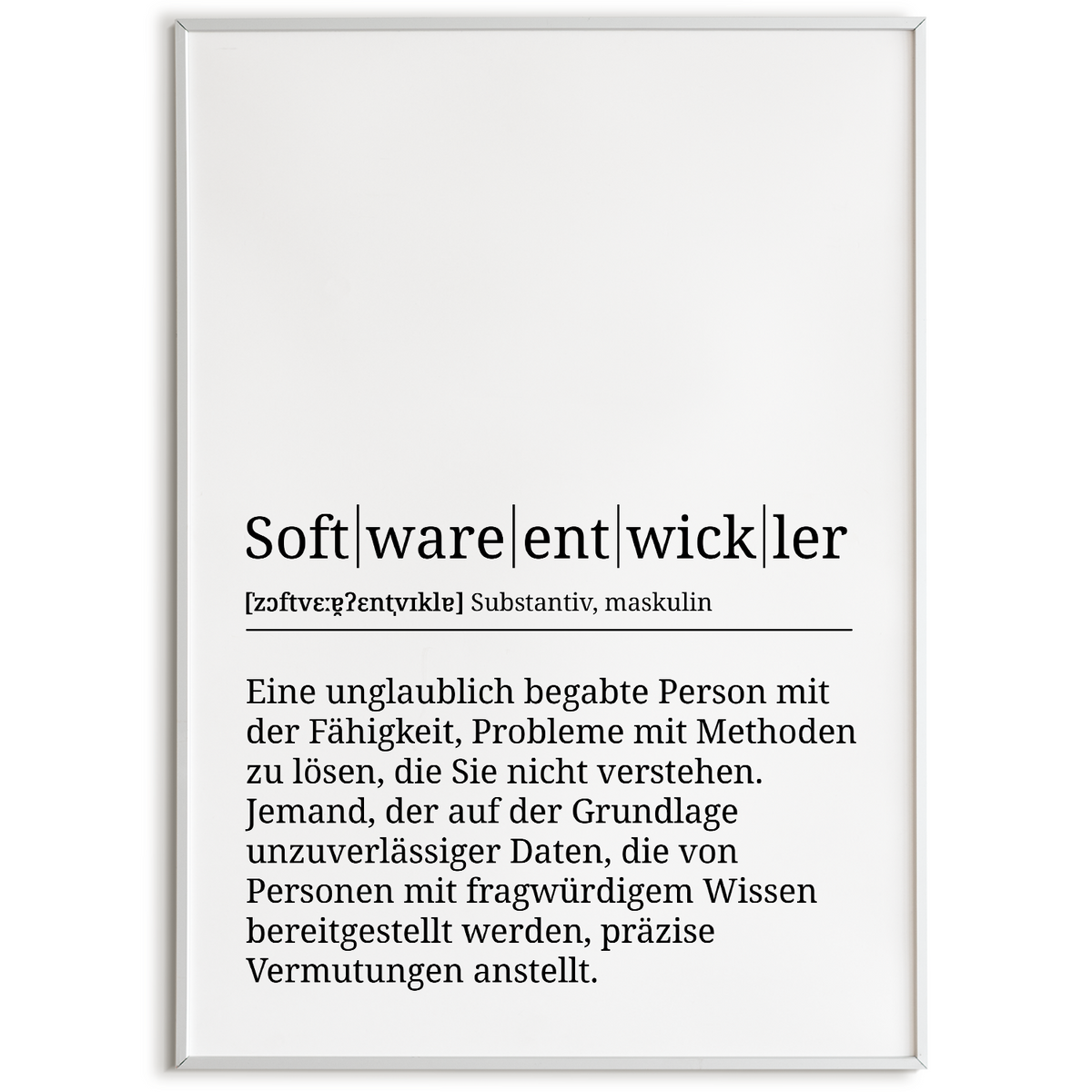 Softwareentwickler Poster Definition Kunstdruck Wandbild Geschenk