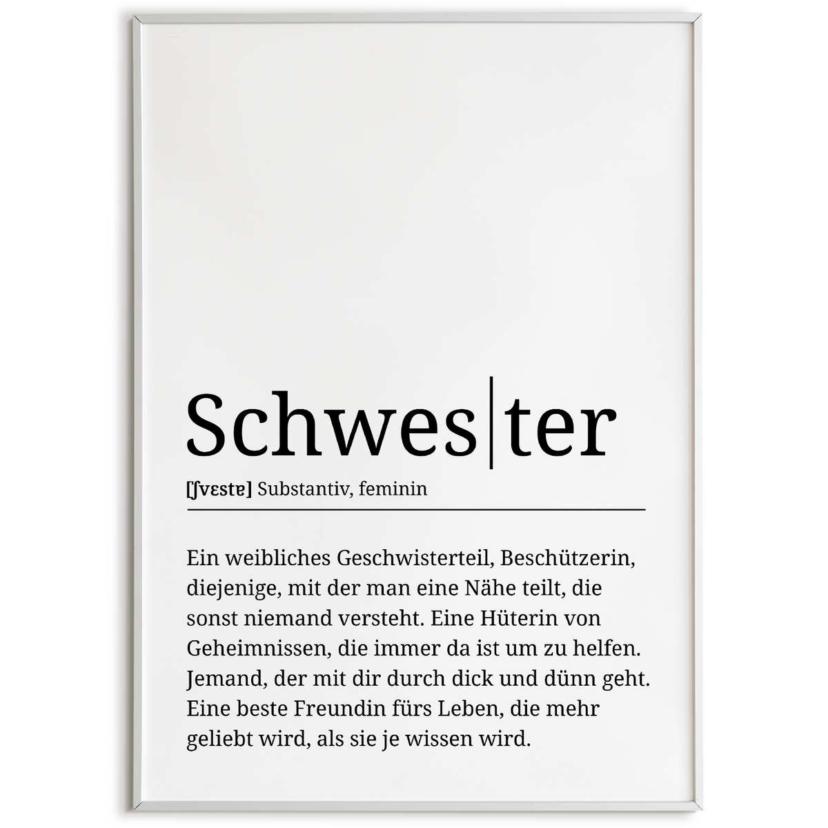 Schwester Poster Definition - Geschwister Geschenk Wandbild