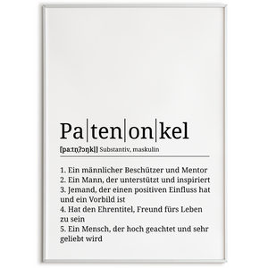 Patenonkel Poster Definition - Wandbild Geschenk