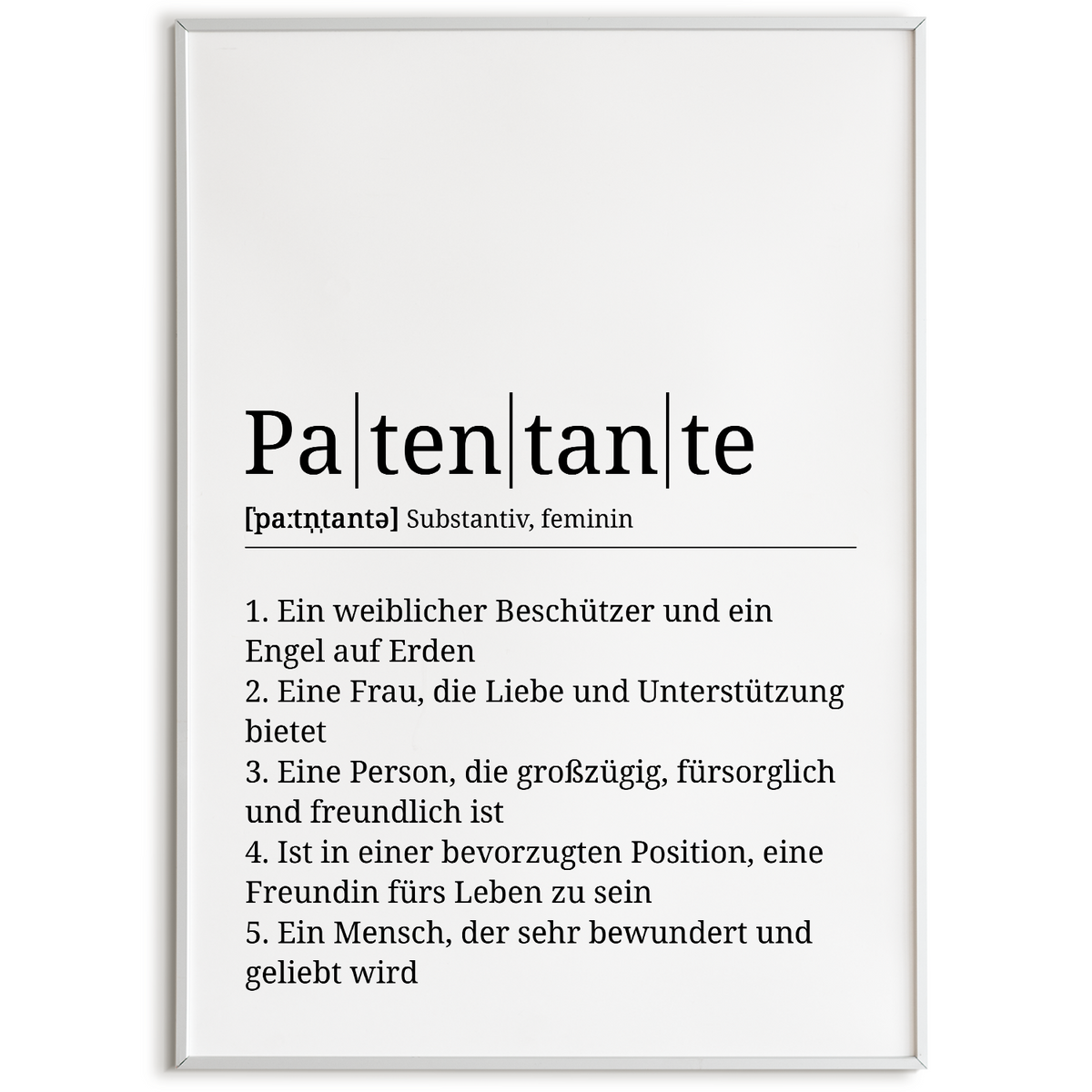 Patentante Poster Definition - Wandbild Geschenk