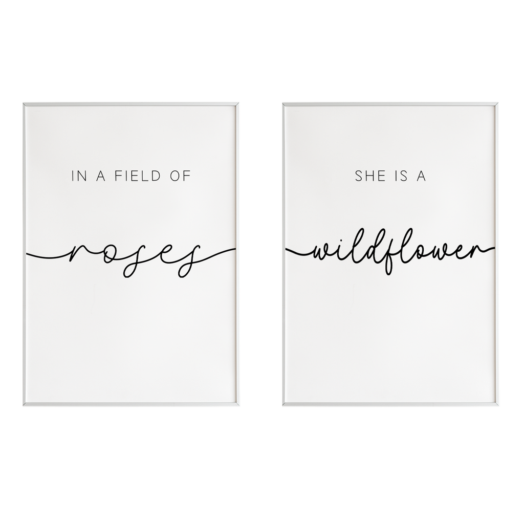 She is a Wildflower 2er Set Poster Niedlicher Spruch Wandbild Wohnzimmer Küche Flur Schlafzimmer Wanddeko