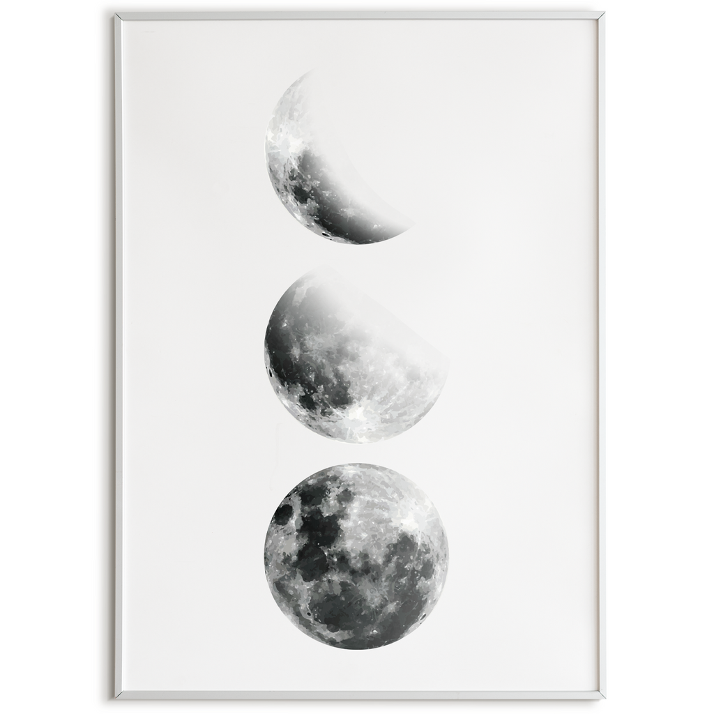 Mondphasen Poster – Mond Wandbild Wohnzimmer Küche Flur Schlafzimmer Zuhause Wanddeko