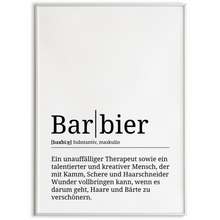 Laden Sie das Bild in den Galerie-Viewer, Barbier Poster Definition Kunstdruck Wandbild Geschenk

