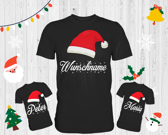 Weihnachtsoutfit Personalisiert Familien Weihnachten Santa Claus Weihnachtsmann T-Shirt